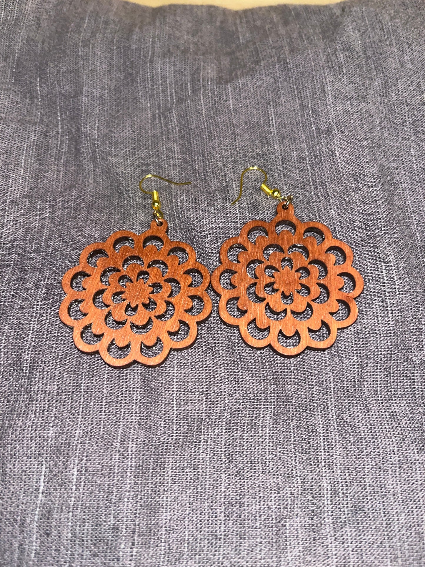 Wooden Flower Earrings-Spring Earrings-Flower Jewelry-Gift for friend, sister, mom-Wooden Flower Jewelry-Nature Jewelry-Lightweight Earrings