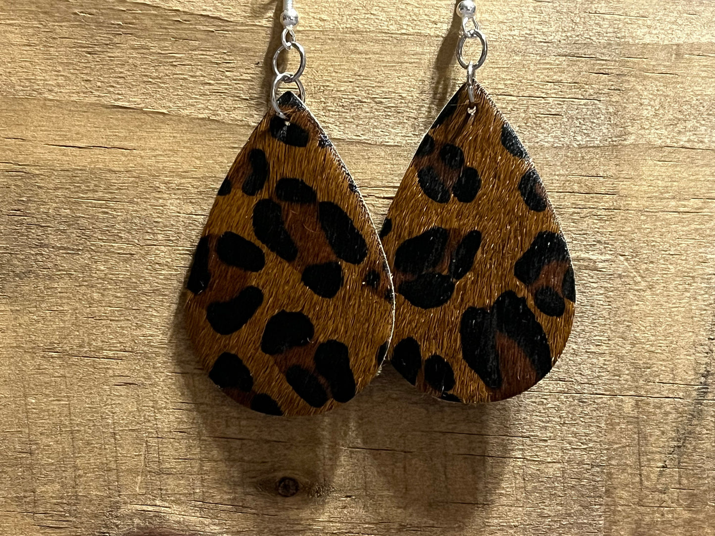 Leopard faux leather earrings