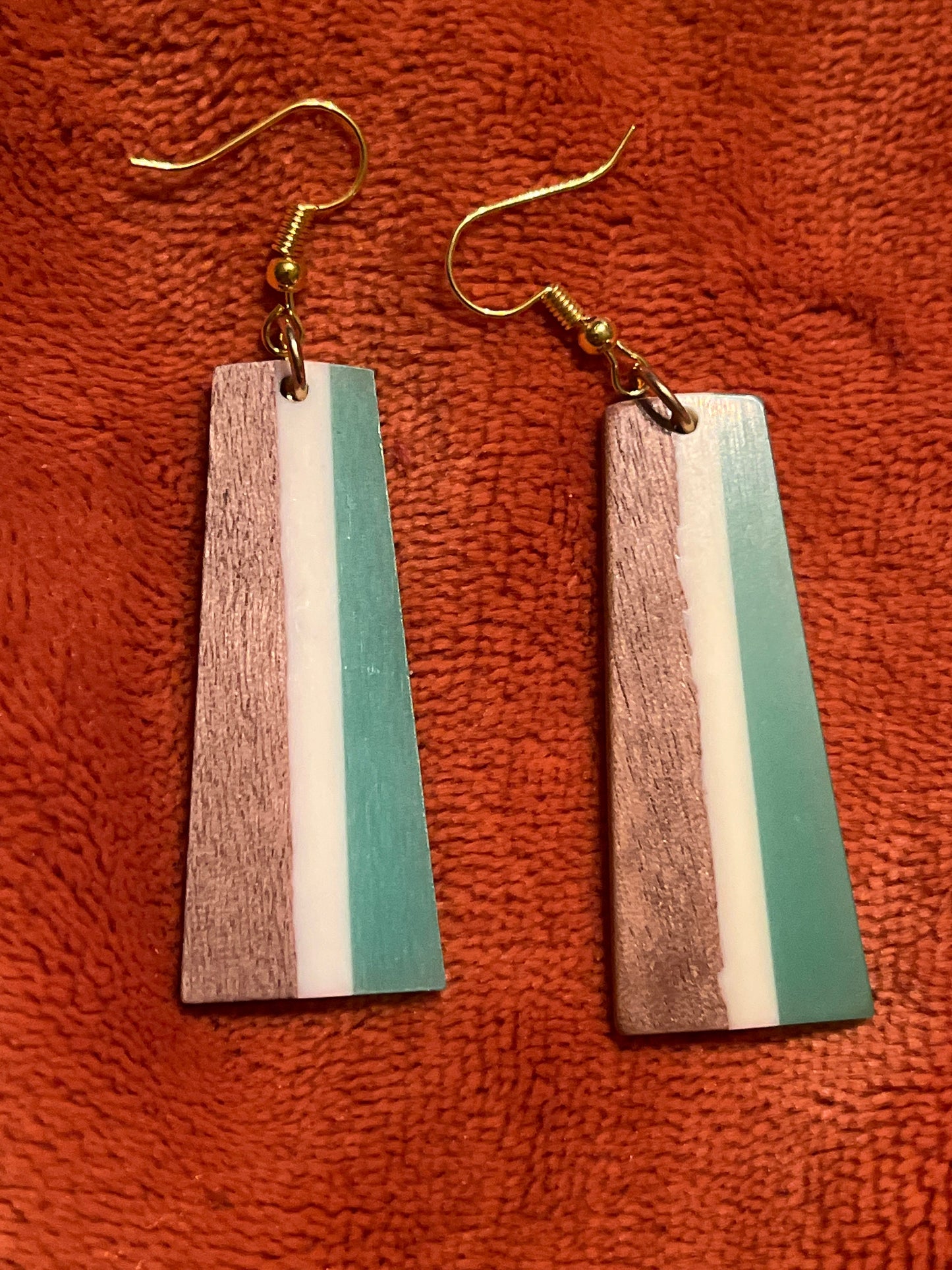 Tricolor resin earrings Natural Tricolour Wood and Resin Earrings | Handmade | Gifts for Her | Women's Accessories | Lightweight Wood Resin