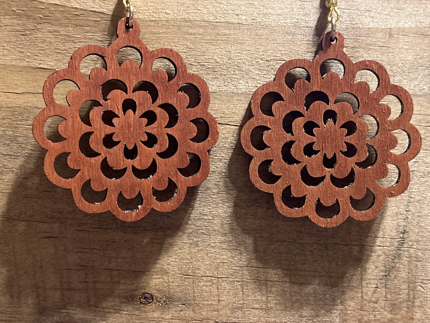 Wooden Flower Earrings-Spring Earrings-Flower Jewelry-Gift for friend, sister, mom-Wooden Flower Jewelry-Nature Jewelry-Lightweight Earrings