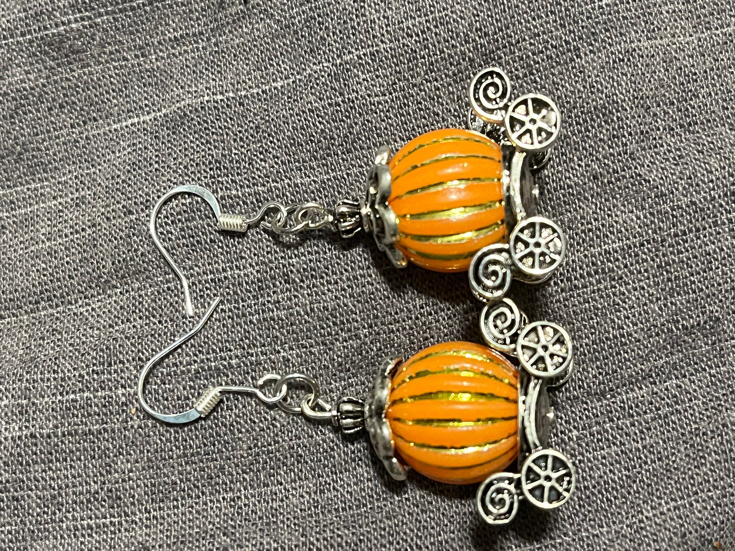 Pumpkin Carriage Dangle Earrings~ Princess Earrings~ Halloween Jewelry~Cinderella Earrings~