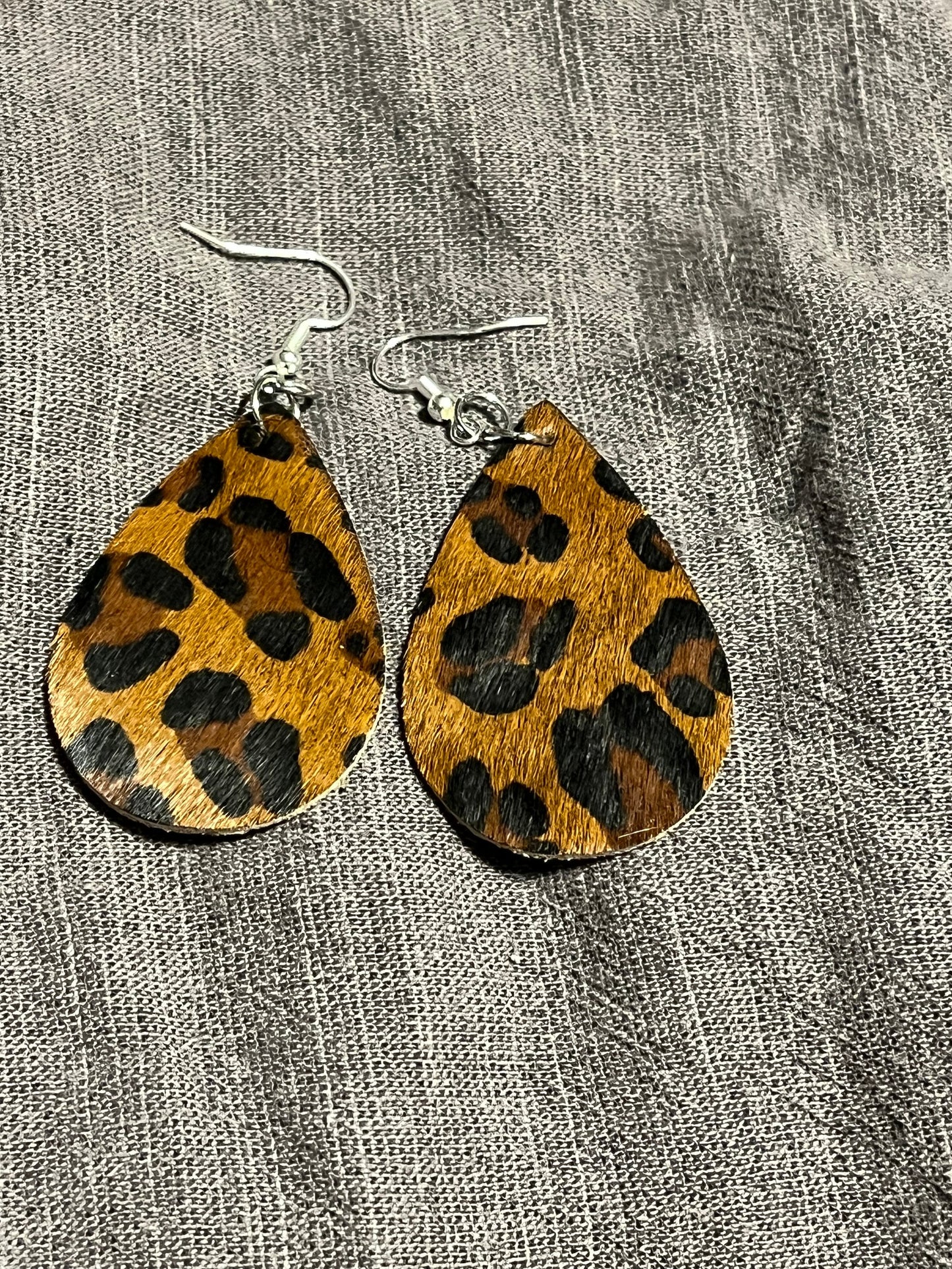 Leopard faux leather earrings