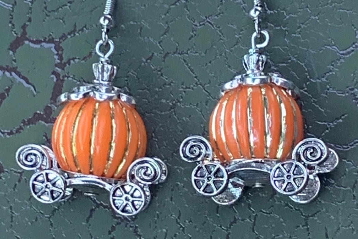 Pumpkin Carriage Dangle Earrings~ Princess Earrings~ Halloween Jewelry~Cinderella Earrings~