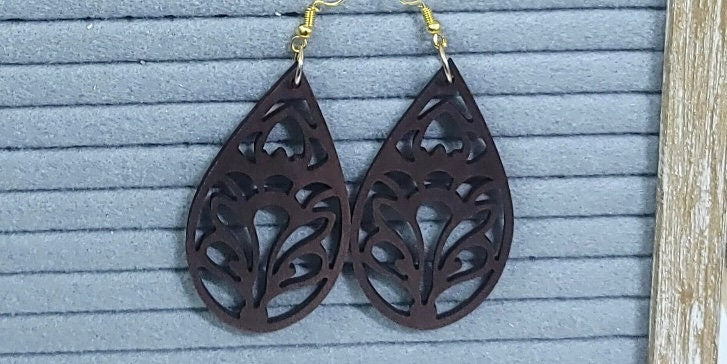 Wooden Flower Earrings | Solid Color Earrings | Flower Shape Earrings | Dangle Earrings | Boho Earrings