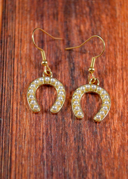 Pearl Horseshoe Earrings - Unique Lucky Jewelry Collection