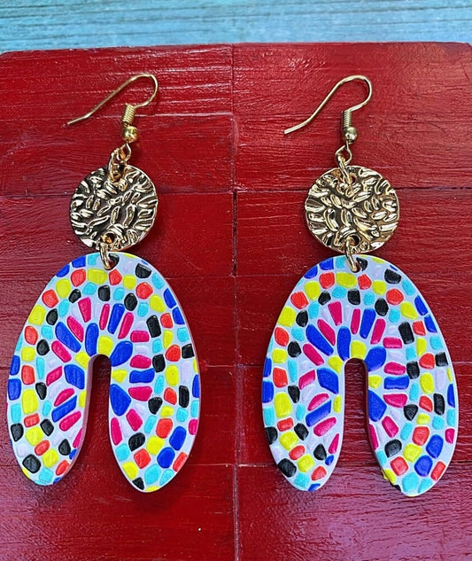 Multi-Color Mosaic Arch Earrings