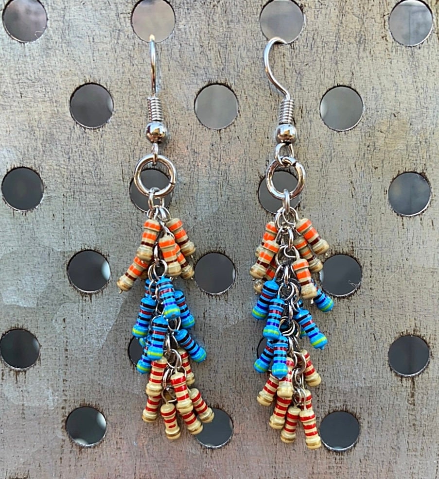 Blue and Tan Bead Earrings ~ Statement Earrings ~ Boho Earrings ~ Unique ~ Lightweight