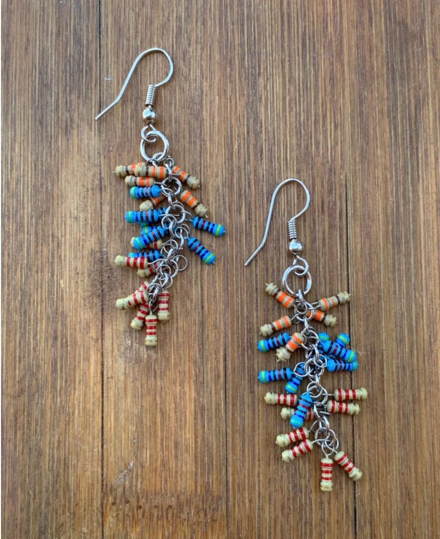 Blue and Tan Bead Earrings ~ Statement Earrings ~ Boho Earrings ~ Unique ~ Lightweight