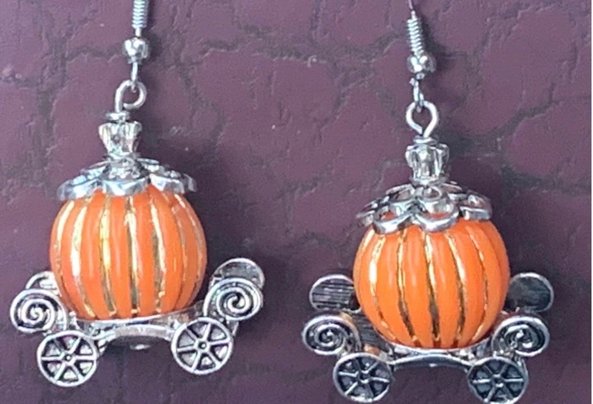 Pumpkin Carriage Dangle Earrings~ Princess Earrings~ Halloween Jewelry~Cinderella Earrings~