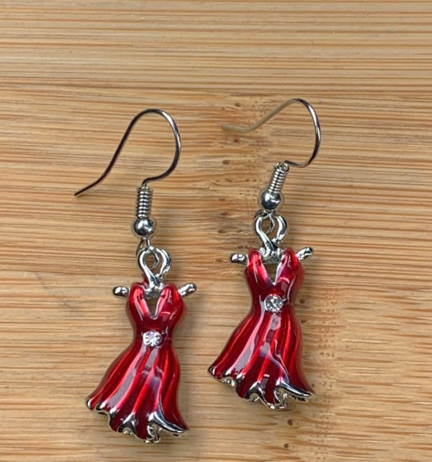 Antique Silver Red Dress Earrings ~ Valentines Gift ~ Someone Special Gift ~ Girls Night Out Earrings