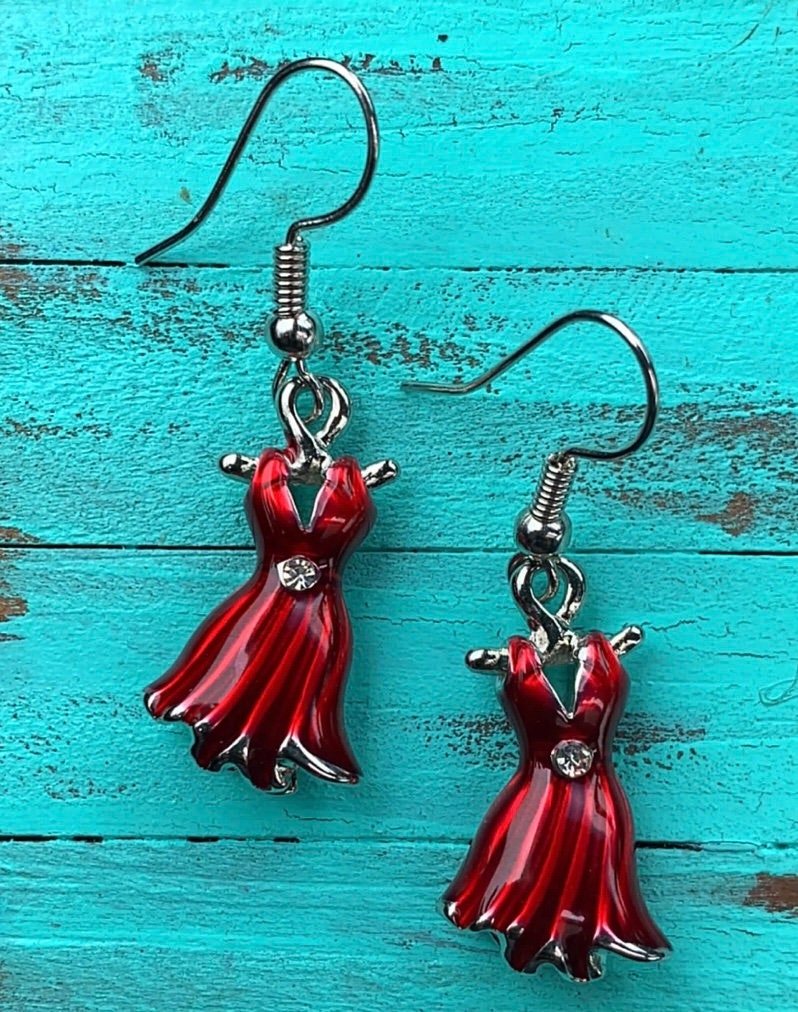 Antique Silver Red Dress Earrings ~ Valentines Gift ~ Someone Special Gift ~ Girls Night Out Earrings