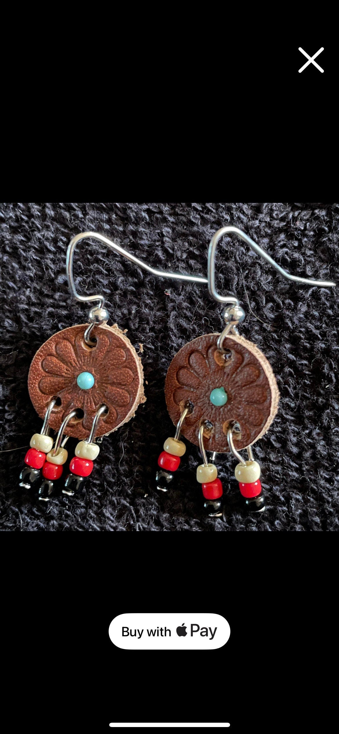 Leather Dreamcatcher Southwestern Beaded Earrings