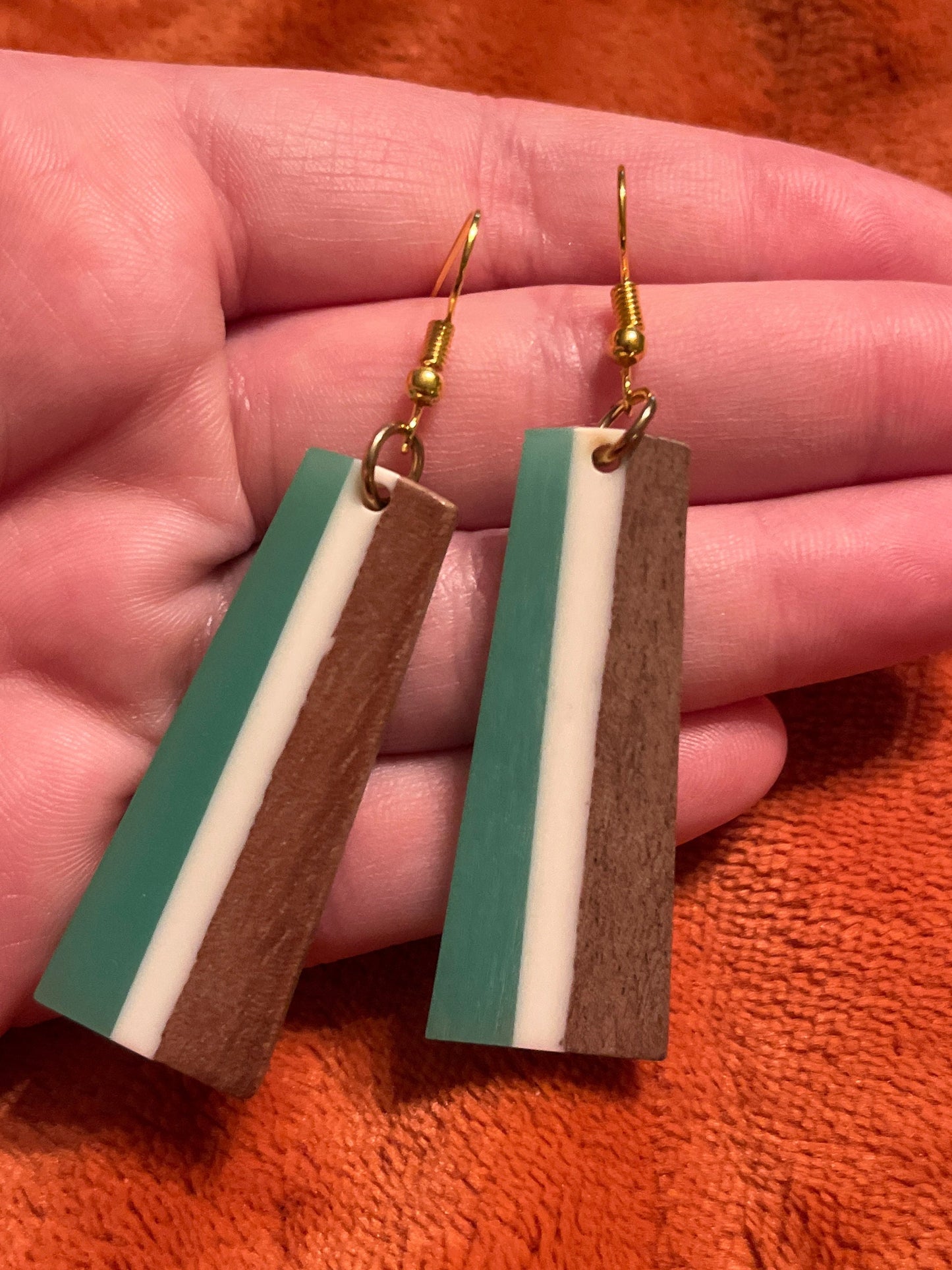 Tricolor resin earrings Natural Tricolour Wood and Resin Earrings | Handmade | Gifts for Her | Women's Accessories | Lightweight Wood Resin