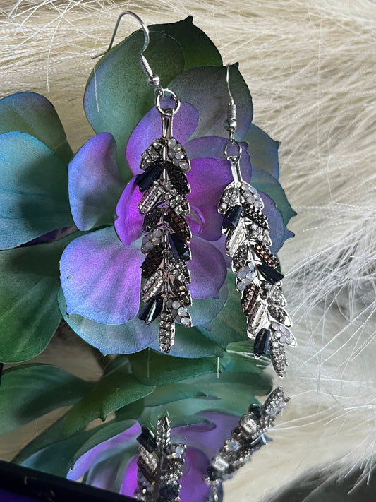 Multi colored feather inspired shape dangle earrings