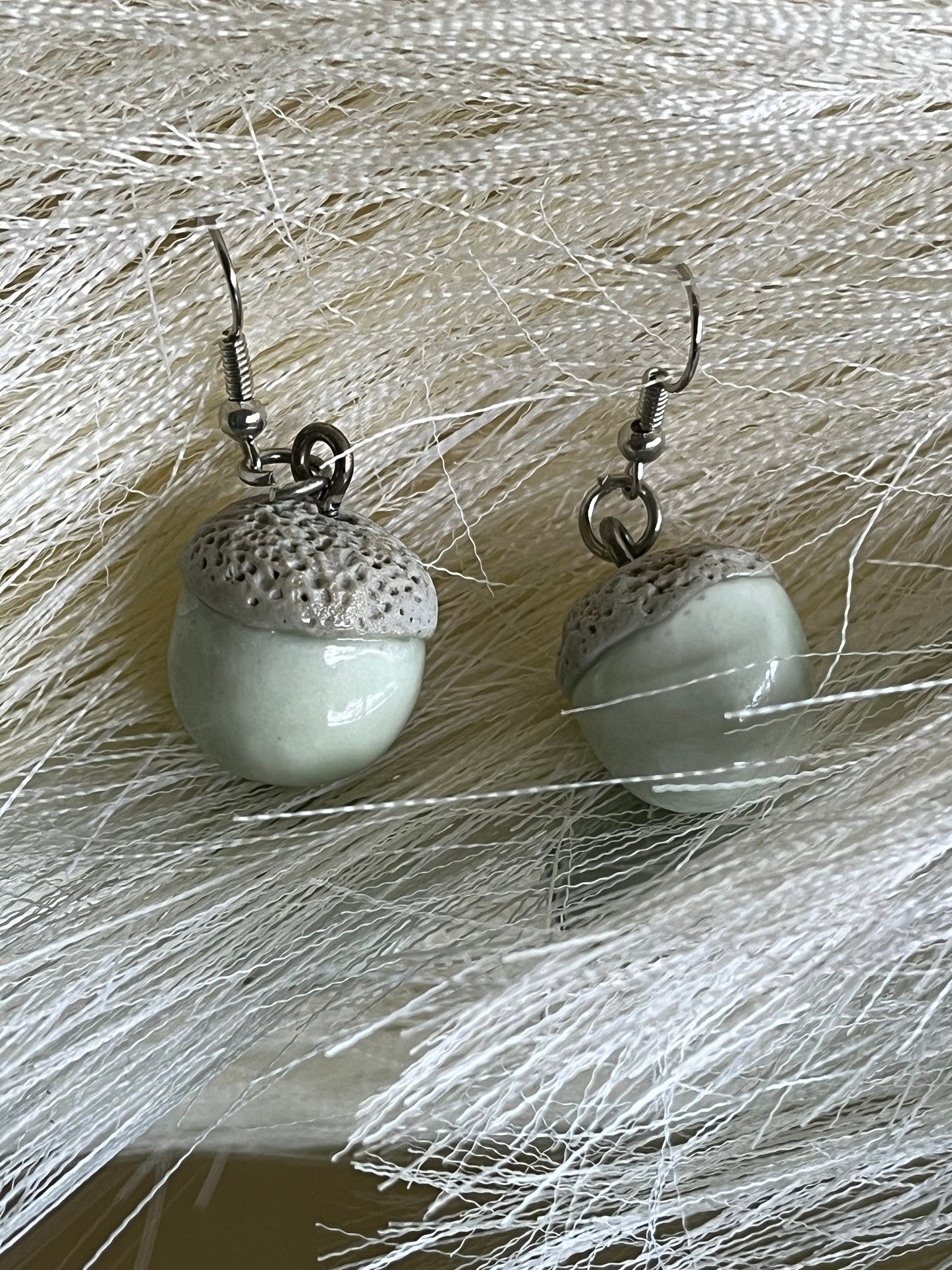 Glass Blue Acorn Earrings | Pendant Dangles | Fall Earrings | Handmade Jewelry | Gift for Her