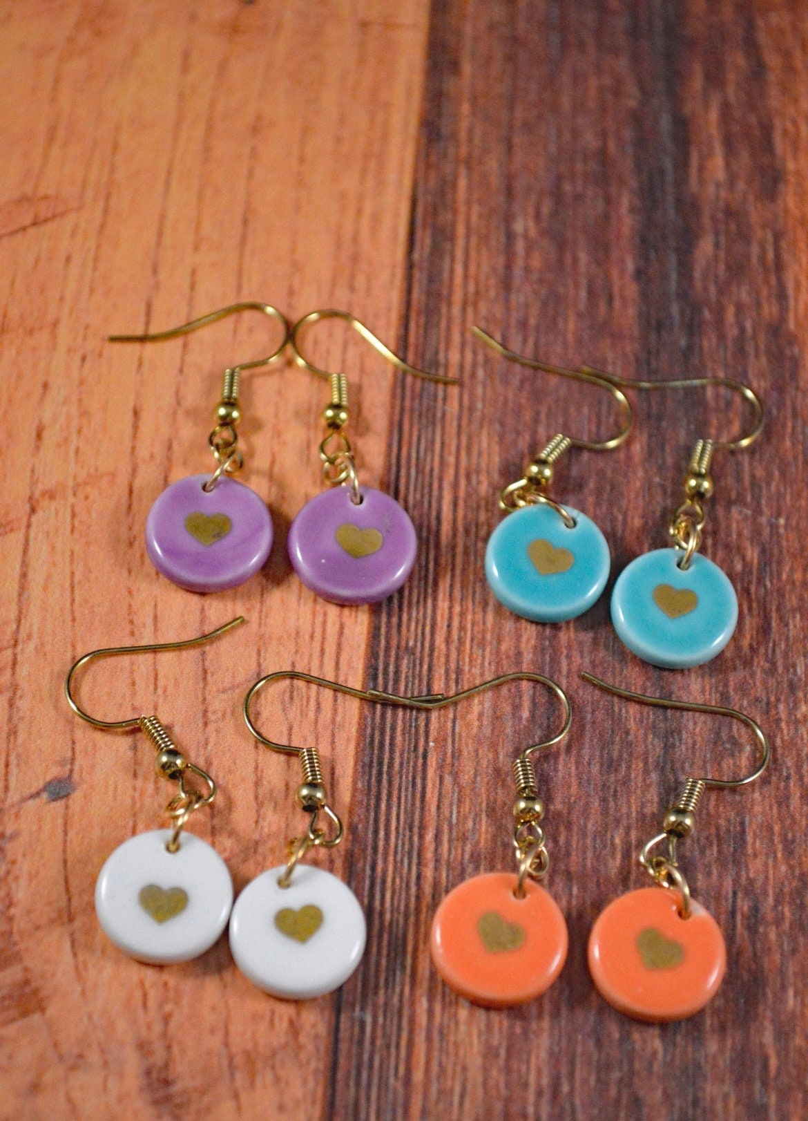 Heart Earrings, Heart Jewelry, Blue Heart, Purple Heart, Orange Heart, White Heart, Simplistic Jewelry, Simple Earrings, Blue Heart Earrings