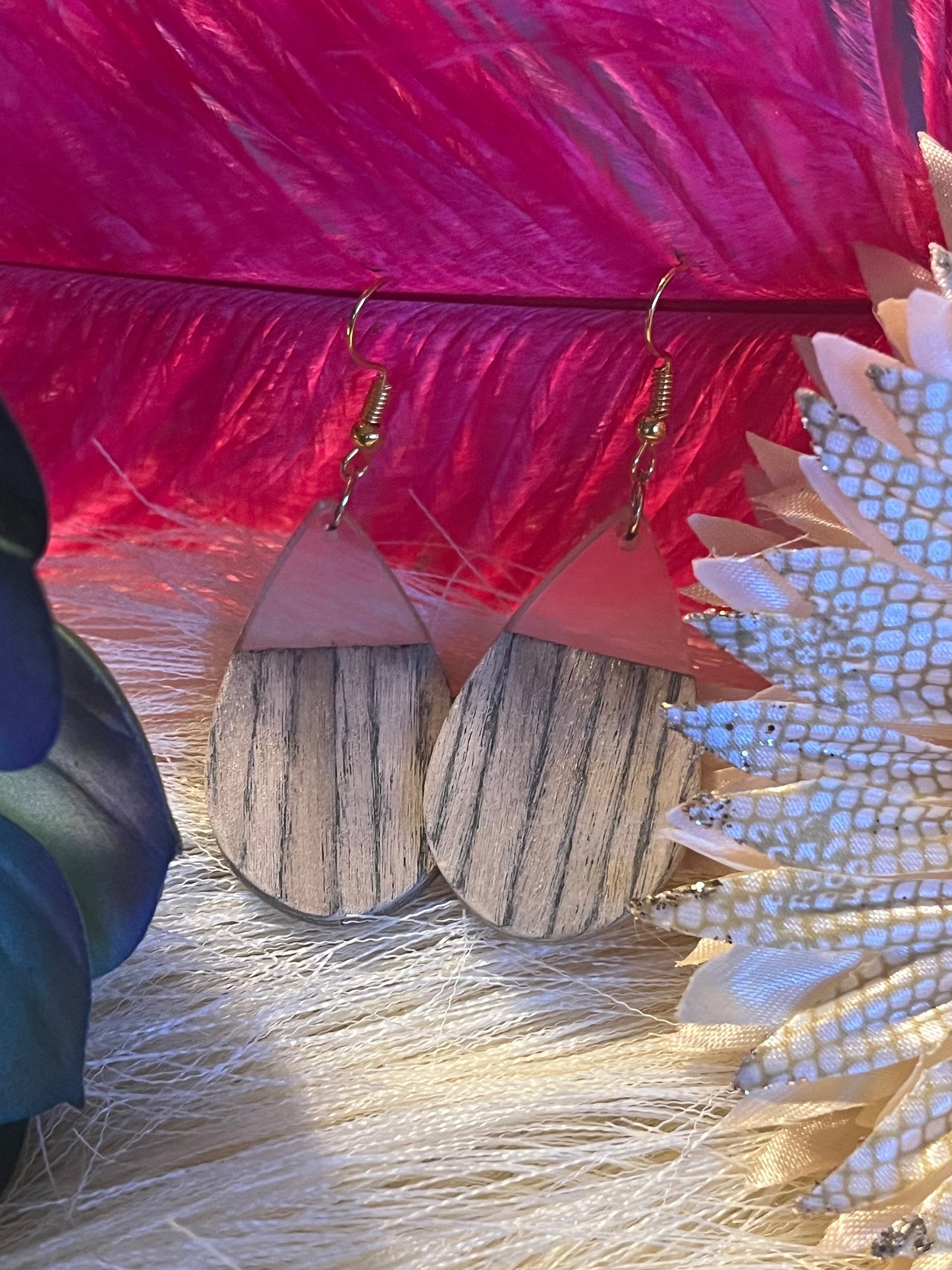 Elevate your style with our Wood & Clear Resin Earrings on gold-plated hooks. Handmade jewelry for meaningful gifts!