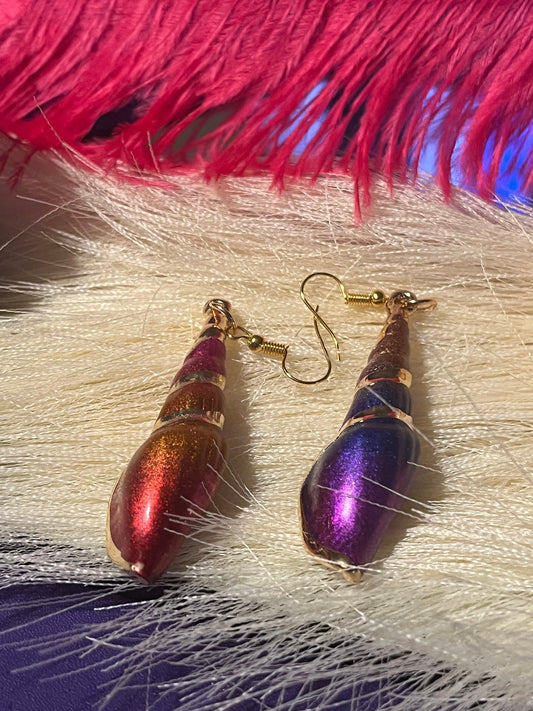 Rainbow Shell Earrings - Large Shell Jewelry - Plastic Seashell Earring - Gold Plated and Nickel Free