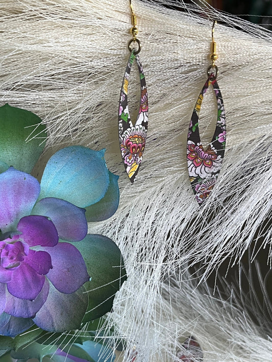 floral dangle earrings Lotus Bomb Dagger