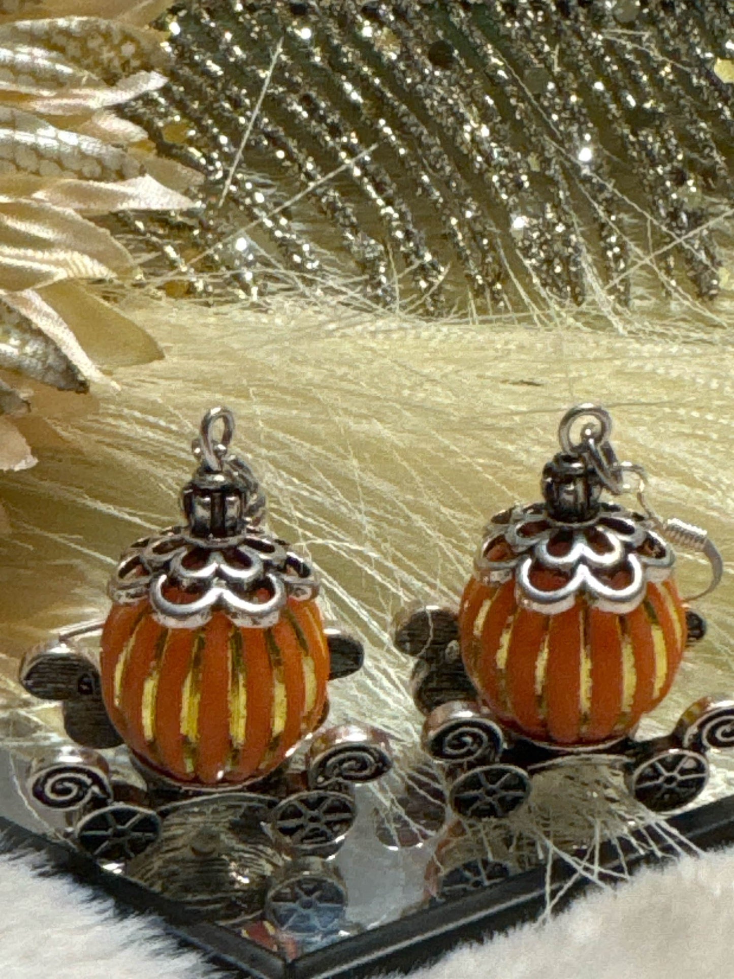 Pumpkin Carriage Dangle Earrings~ Princess Earrings~ Halloween Jewelry~Cinderella Earrings~