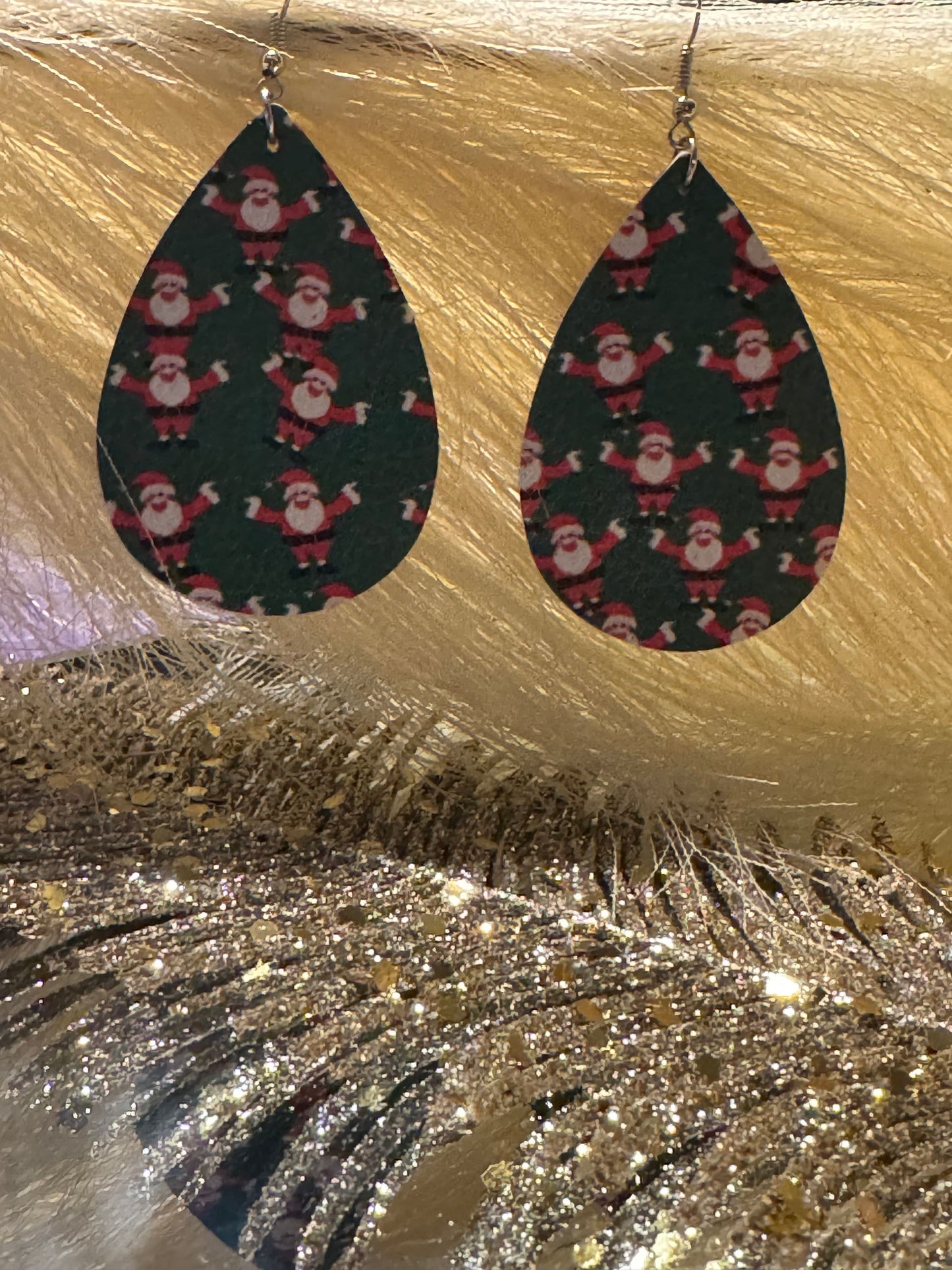 Dark green Santa faux earrings